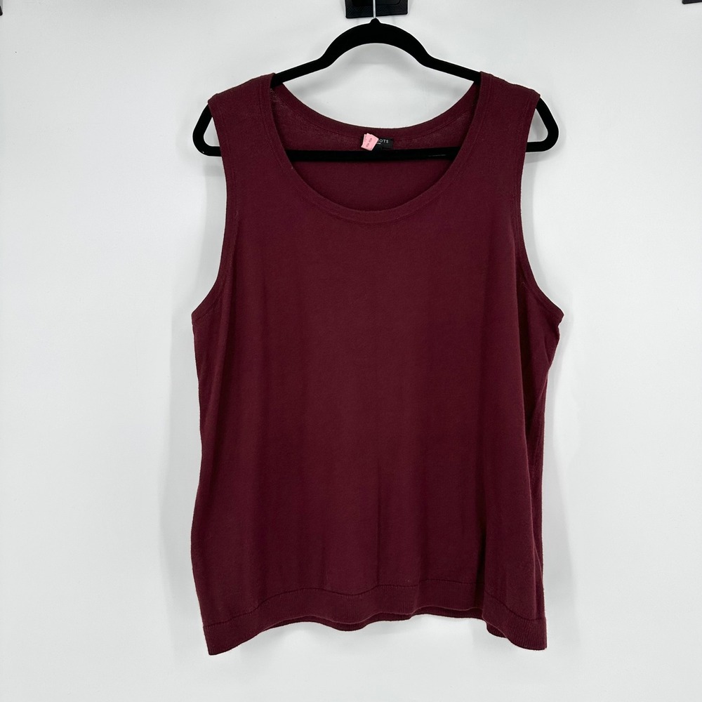 Talbots Plus Maroon Scoop Neck Sleeveless Knit Tank Top Cotton Cashmere Blend 2X